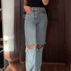 SweatyRocks Women's Ripped Straight Leg Jeans - Size XS